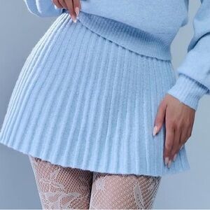 Naked Wardrobe Blue Ribbed Mini Skirt